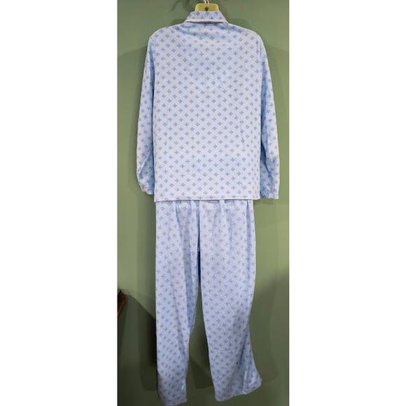 Aria Flannel Pajama Set with Button Up Top and Drawstring Bottom, Blue, Size M - Picture 5 of 7